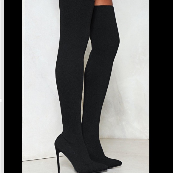 Buy Black Forever Comfort® Over The Knee Sock Boots from  Nasty gal over the knee sick boots (never worn)